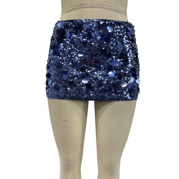 Guizio 'Paillette' Blue Polyester Skirt Size XS - Picture 2 of 5